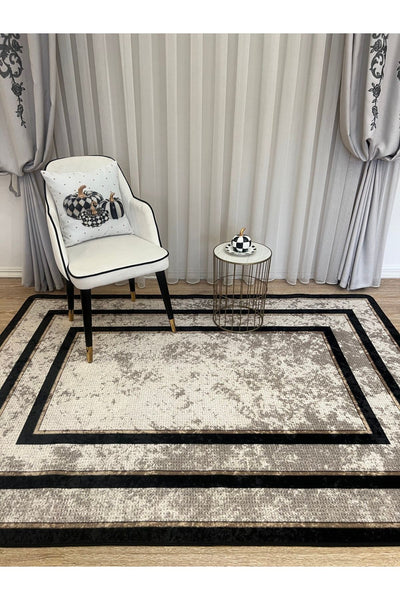 Jute Sisal Bordered Look Decorative Rug - Brown - Black