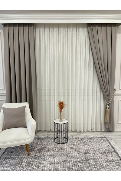 CAMEL Color 1/3 DENSE PLEAT Honeycomb Weave Soft Panama Blackout Curtain