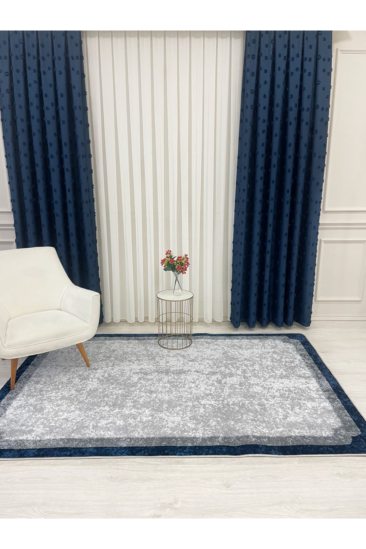 BEIGE-BLACK Framed Border Modern Pattern Latex Base Rug