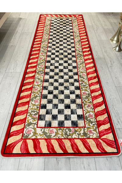 Pink - Mackenzie Style Checkered Kitchen Entryway Runner Rug