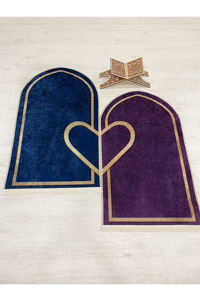 2-Piece Double Prayer Rug Set Size 75x125 BLACK - PURPLE