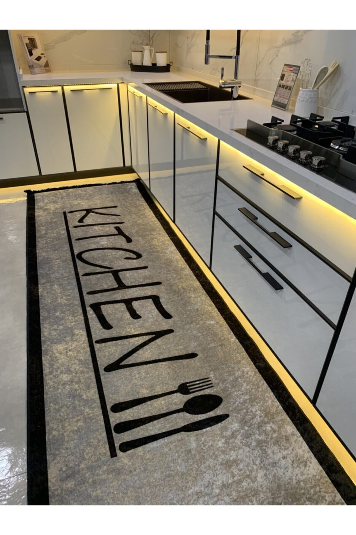 Latex Leather Base Fringed Kitchen Rug