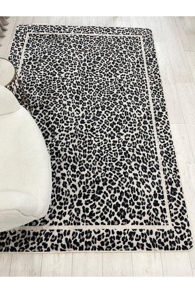 Leopard Pattern Oval Latex Leather Rug