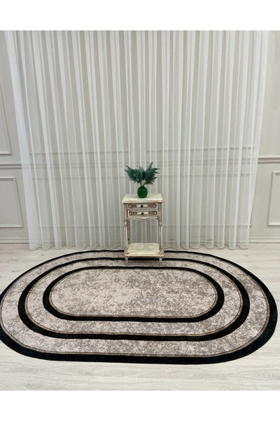 Jute Sisal Bordered Look Decorative Rug - Brown - Black