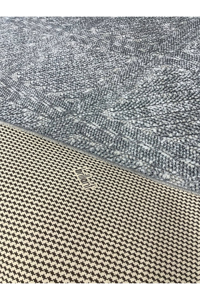 Gray Wicker-Textured Look Latex Leather Base Rug