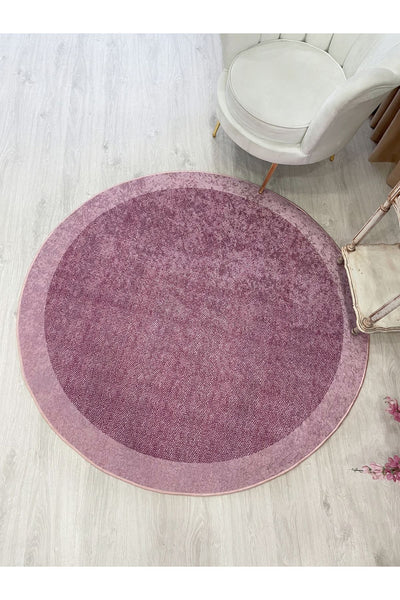 Pink - Decorative Rug with Wicker Jute Sisal Border Look