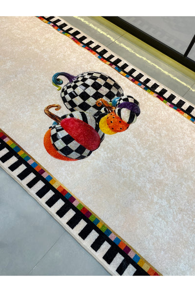 Pumpkin Patterned Latex Base Kitchen Rug Runner