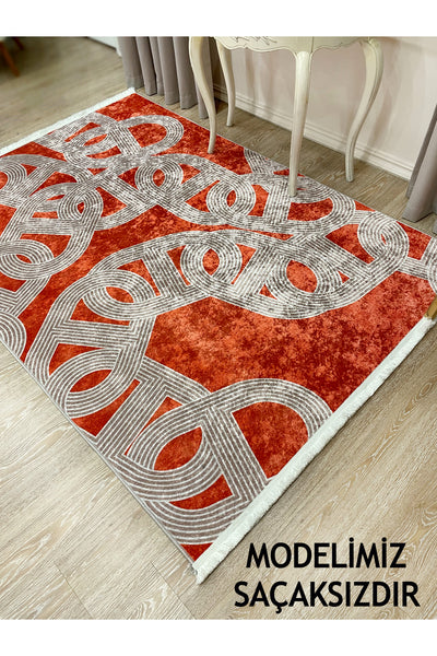 Hook Pattern Modern Design Latex-Backed Rug