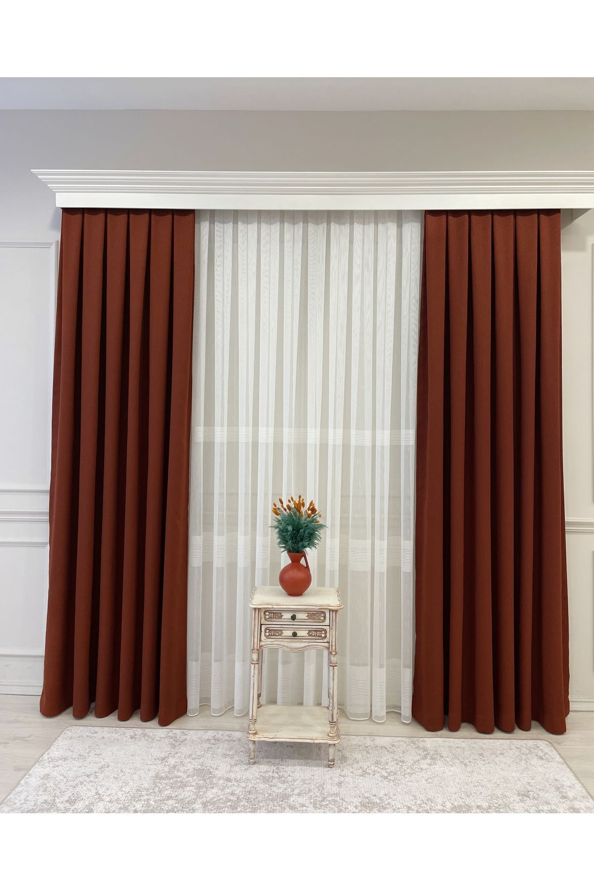 Stone Grey 1/3 Tight Pleat Linen-Look Blackout Curtain