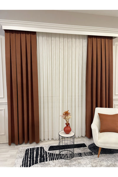 CAMEL Color 1/3 DENSE PLEAT Honeycomb Weave Soft Panama Blackout Curtain