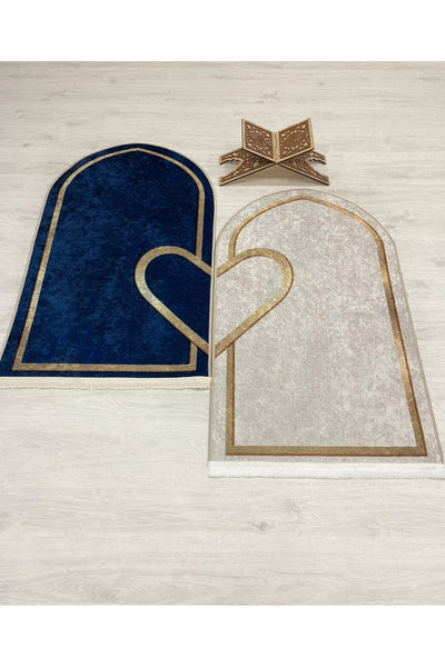 2-Piece Double Prayer Rug Set Size 75x125 BLACK - PURPLE