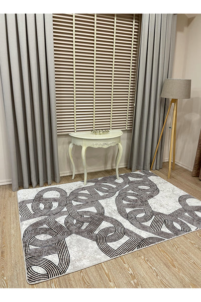 Hook Pattern Modern Design Latex-Backed Rug