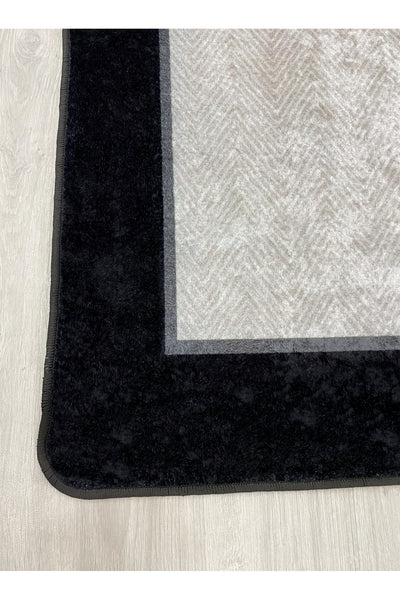 Beige - Black Wicker Jute-Look Latex Base Rug