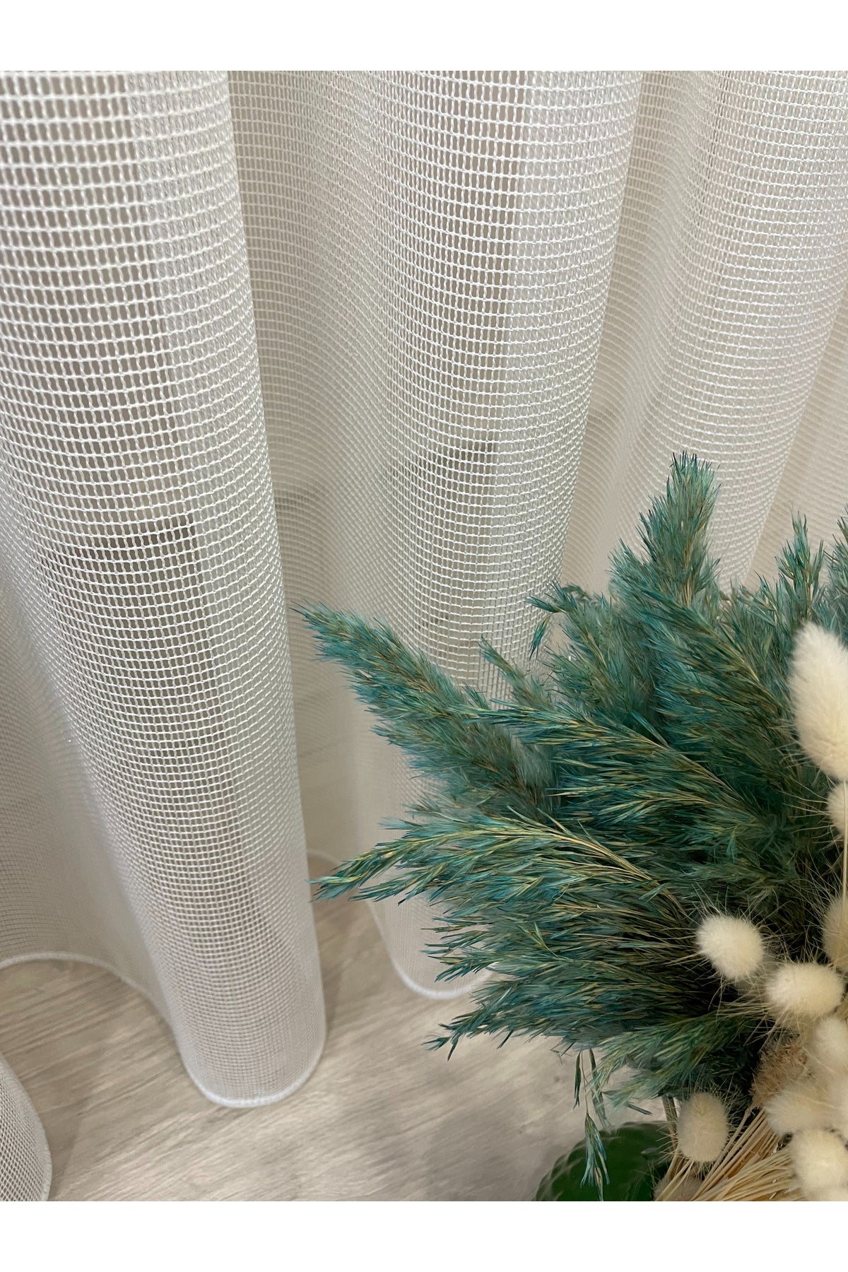 Modern Steel Chainmail Pattern 1/2.5 Medium Pleat - Ecru Sheer Curtain