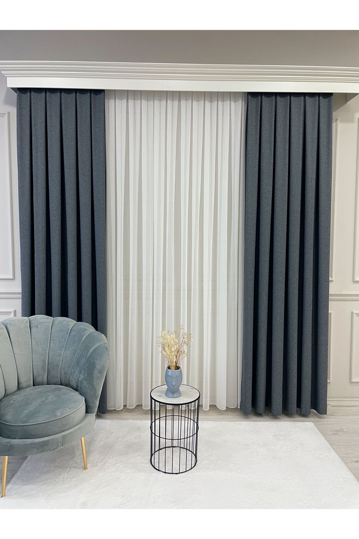 Heathered Milky Brown Linen-Look 1/3 Dense Pleated Blackout Curtain