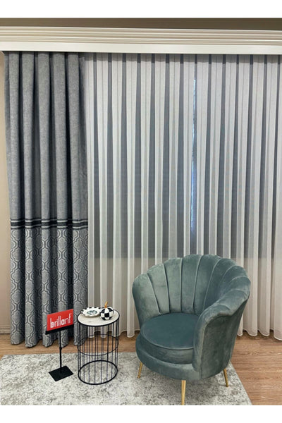 Blackout Room Darkening Printed Damask Pattern 1/2.50 Pleated Curtain Panel