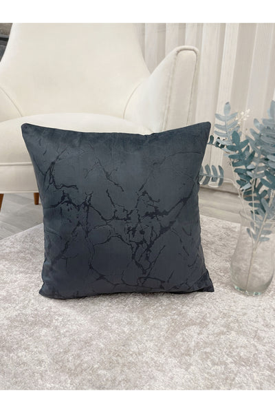 Set of 2 Velvet Throw Pillow Covers Ecru-Silver Foil (45X45)