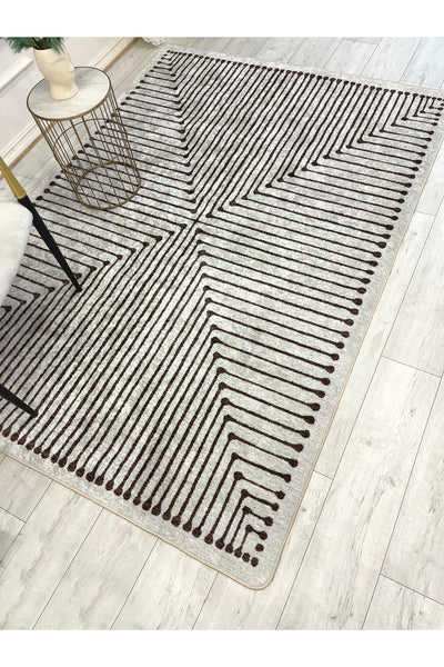 Terracotta Color Chenille-Look Design Runner Kitchen Rug