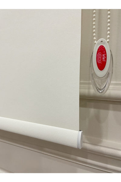 Cream Color Linen-Look Thick Fabric Roller Shade Modern Curtain