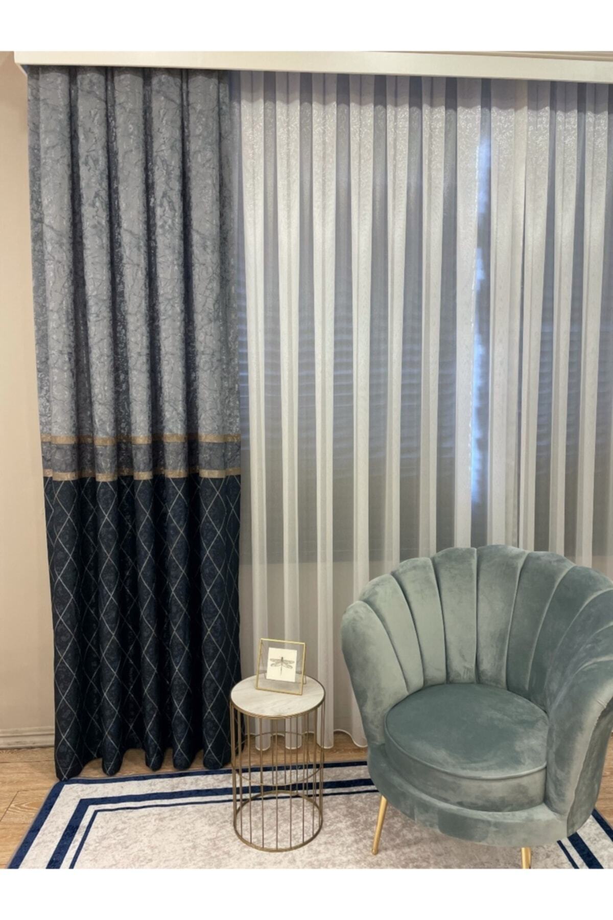 Liva Alita Model 1/2.50 Pleated Blackout Curtain Navy-Gray