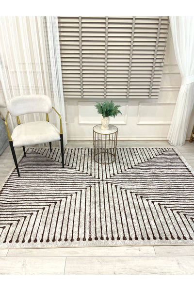 Terracotta Color Chenille-Look Design Runner Kitchen Rug