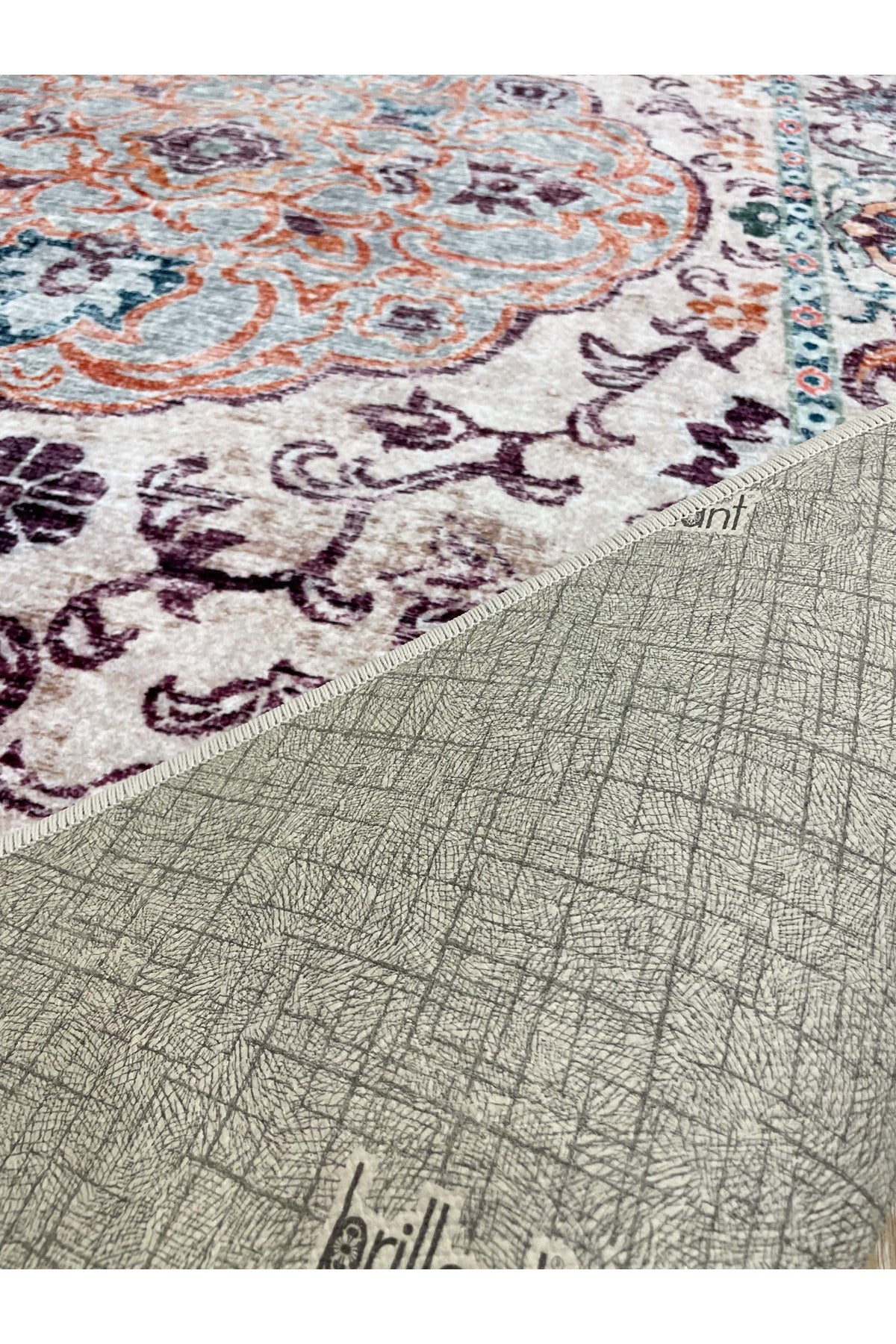 Vintage-Look Classic Salon Rug - Gray-Teal