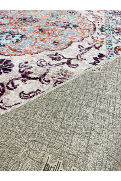 Vintage-Look Classic Salon Rug - Gray-Teal