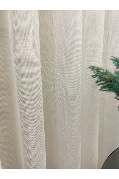 Honeycomb Textured Armor - Sheer Glitter 1/3 Dense Pleat - Ecru Sheer Curtain
