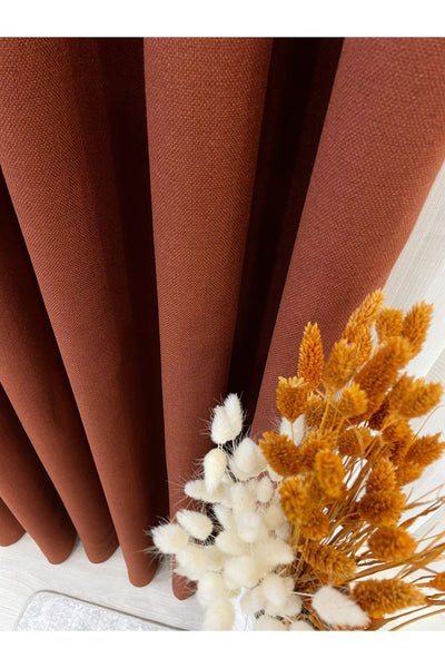 Stone Grey 1/3 Tight Pleat Linen-Look Blackout Curtain