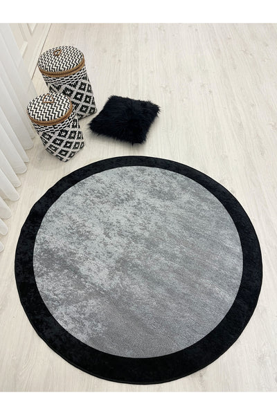 Jute-Look Washable Latex Base Round Rug - Beige Brown