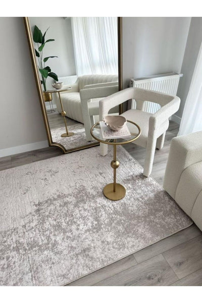 Solid Beige Latex Base Decorative Rug
