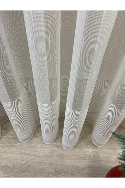 Modern Shantung 3-Row Banded 1/2.5 Pleat - Ecru Sheer Curtain