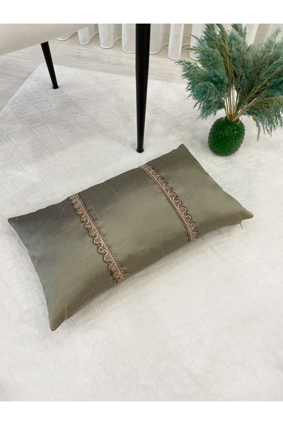 Imported Silk Cushion Pillow Cover with Cord (30x50) (Mink Brown Cord)