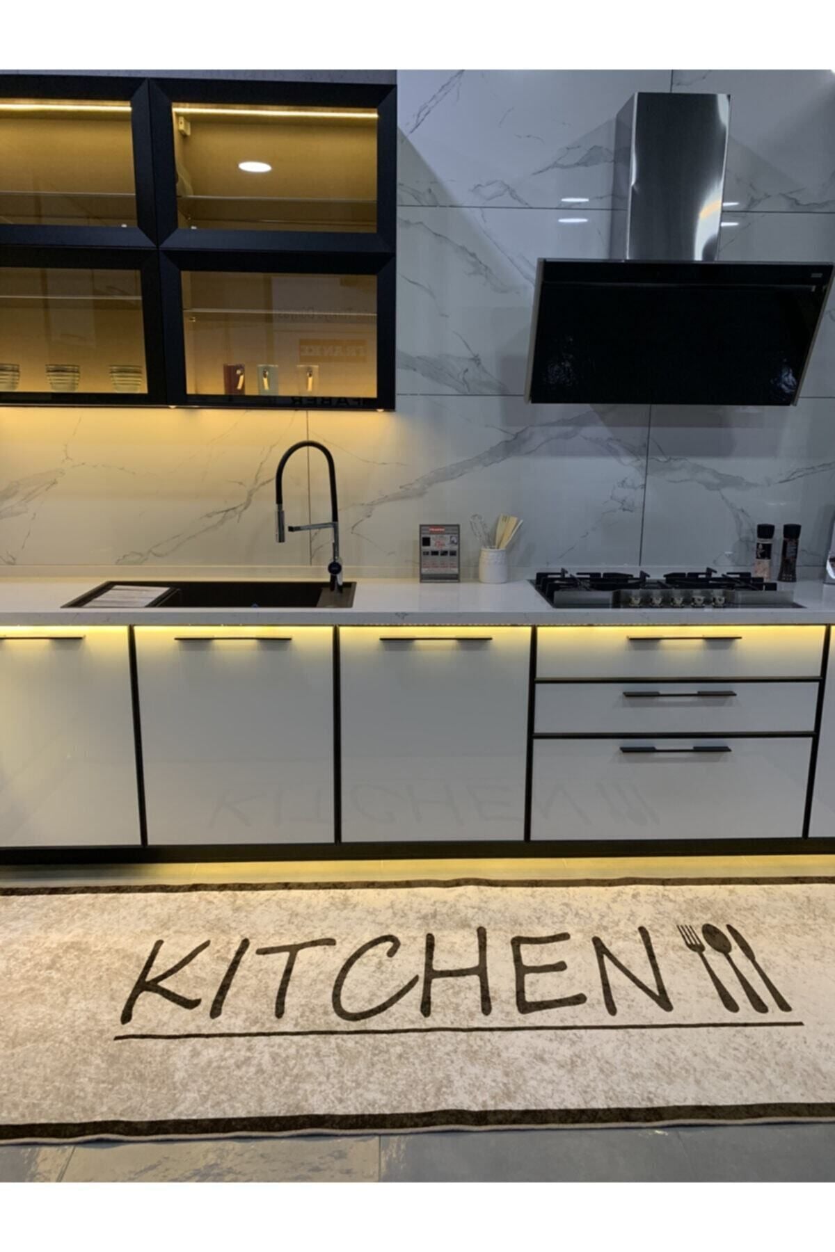 Latex Leather Base Fringed Kitchen Rug