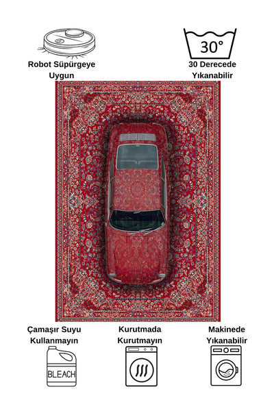 Vintage Car Pattern Latex Base Rug