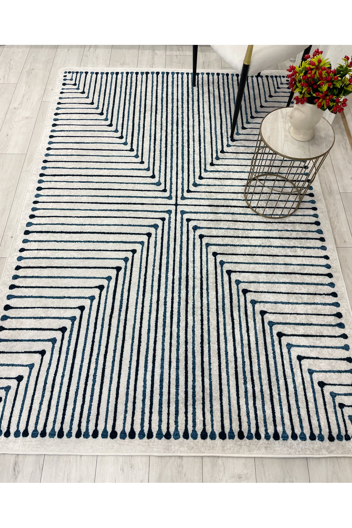 Terracotta Color Chenille-Look Design Runner Kitchen Rug