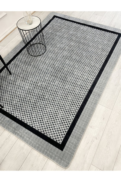 GRAY Jute Sisal-Look Bordered Non-Slip Base Runner Kitchen Rug