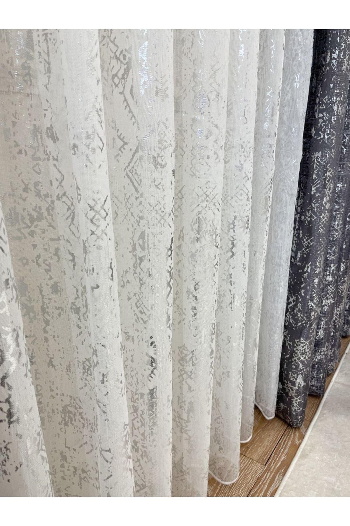 Modern Gold Foil 1/2.5 Pleat - Gold Foiled Sheer Curtain