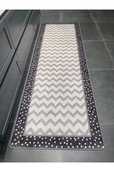 Zigzag Puantiye Lateks Taban Mutfak Halısı