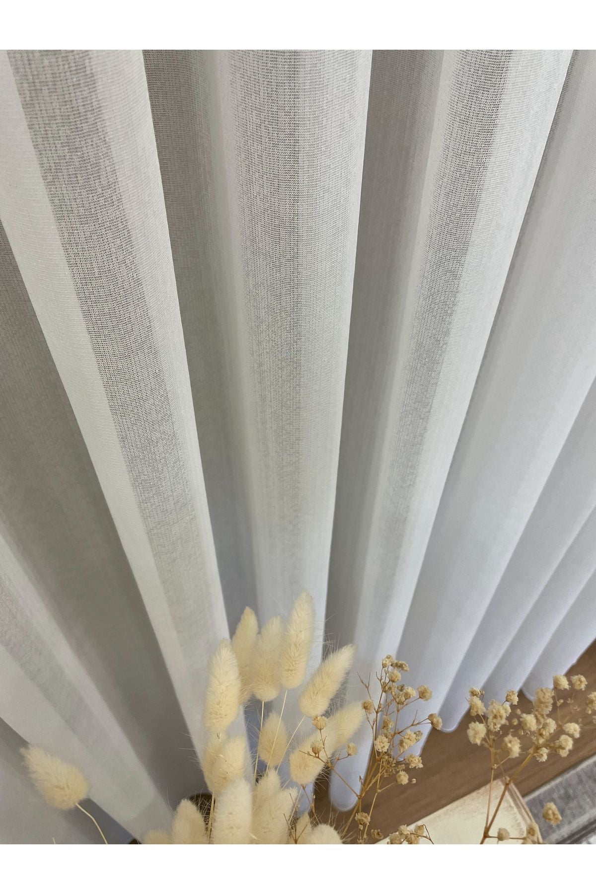 Ecru Linen-Effect 1/3 Dense Pleated Sheer Curtain