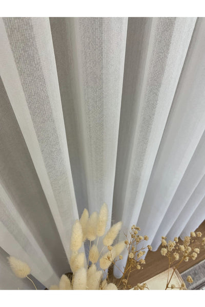 Ecru Linen-Effect 1/3 Dense Pleated Sheer Curtain