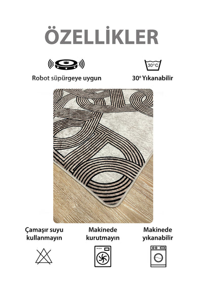Hook Pattern Modern Design Latex-Backed Rug