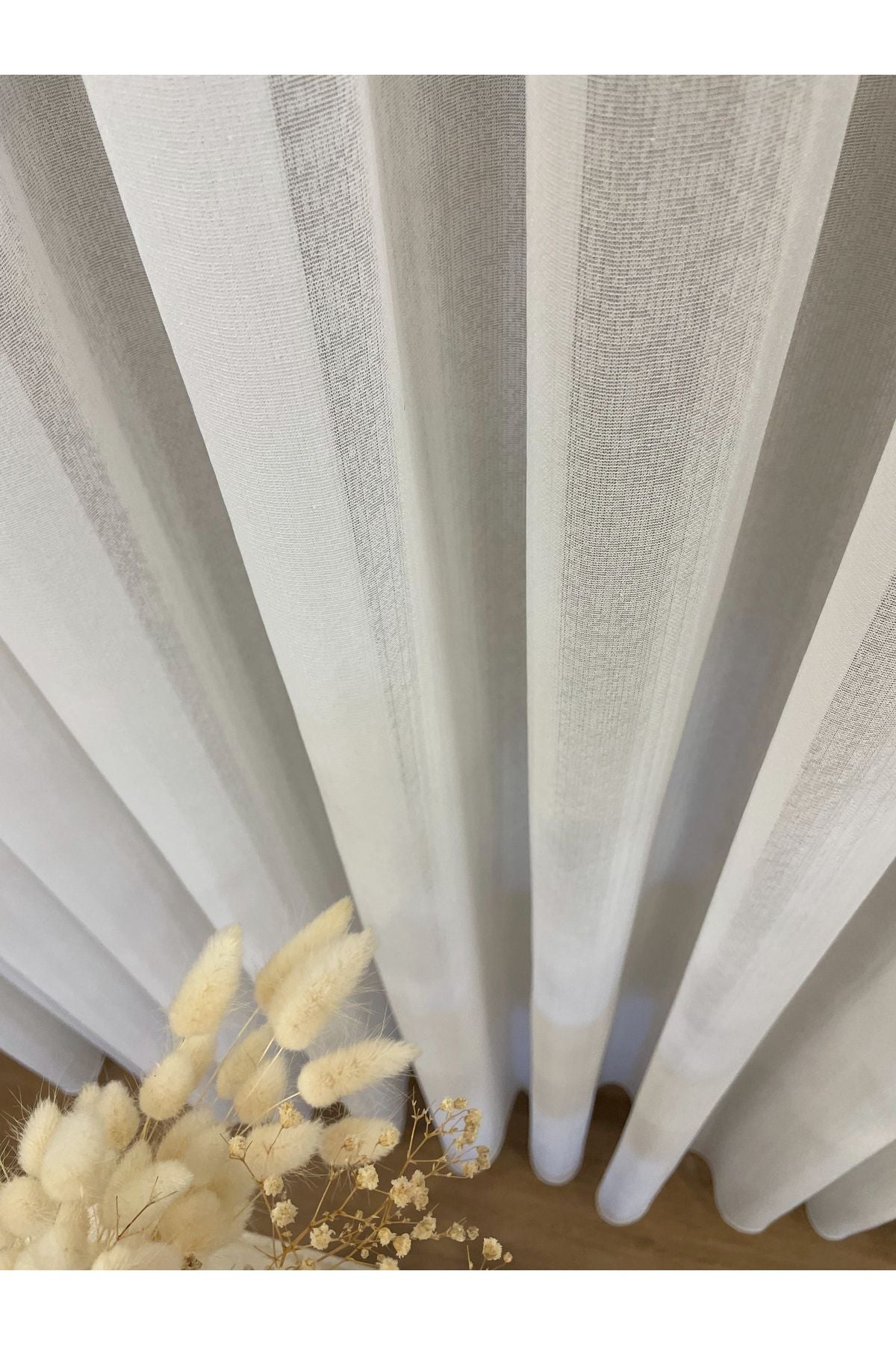 Ecru Linen-Effect 1/3 Dense Pleated Sheer Curtain