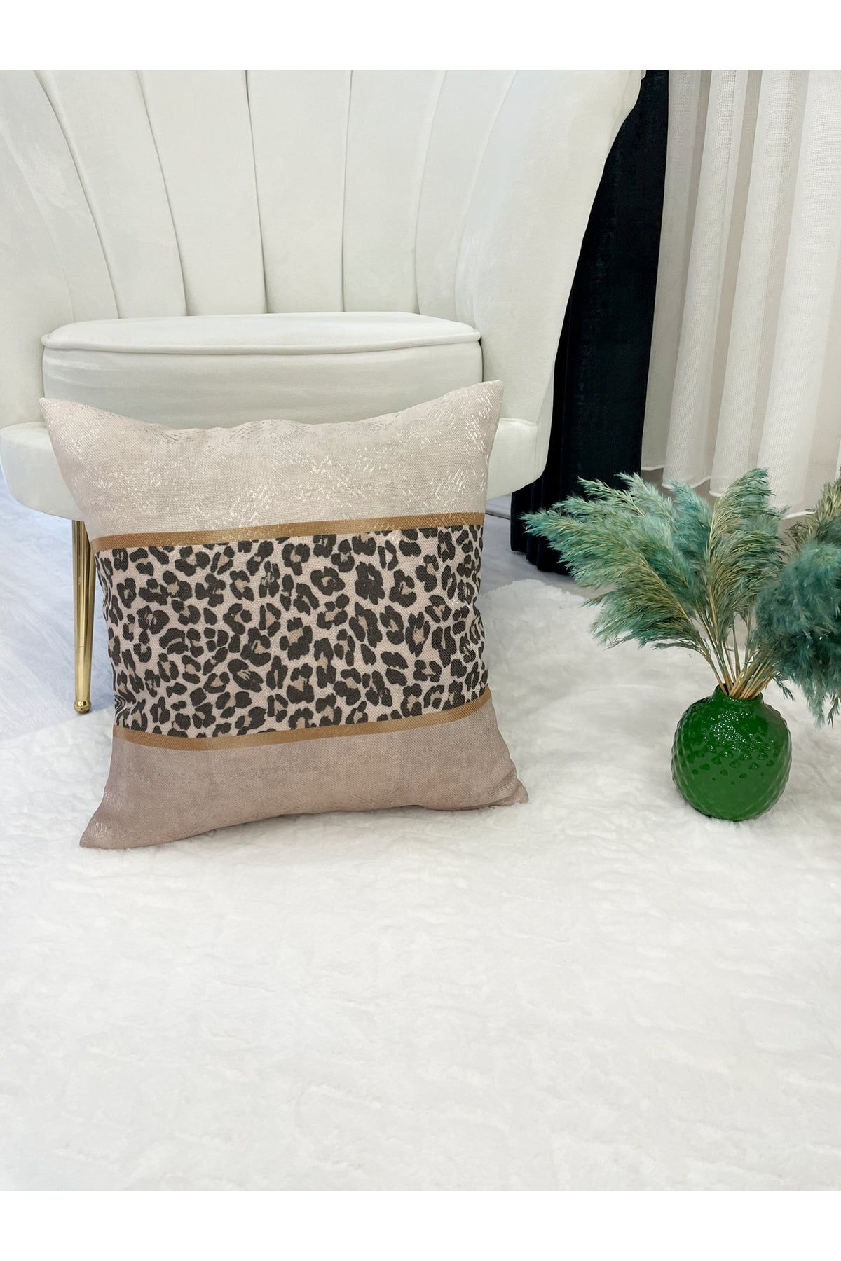 Leopard Pattern Linen-Look Cushion Cover - 45x45