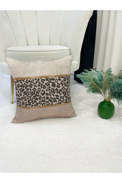 Leopard Pattern Linen-Look Cushion Cover - 45x45