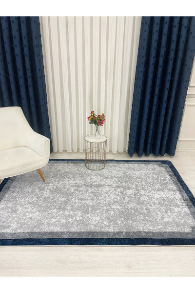 BEIGE-BLACK Framed Border Modern Pattern Latex Base Rug