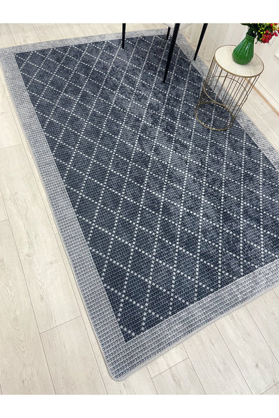 GREEN-BROWN Jute Sisal Look Bordered Non-Slip Base Runner Rug