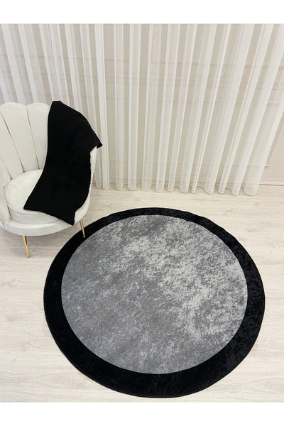 Jute-Look Washable Latex Base Round Rug - Beige Brown