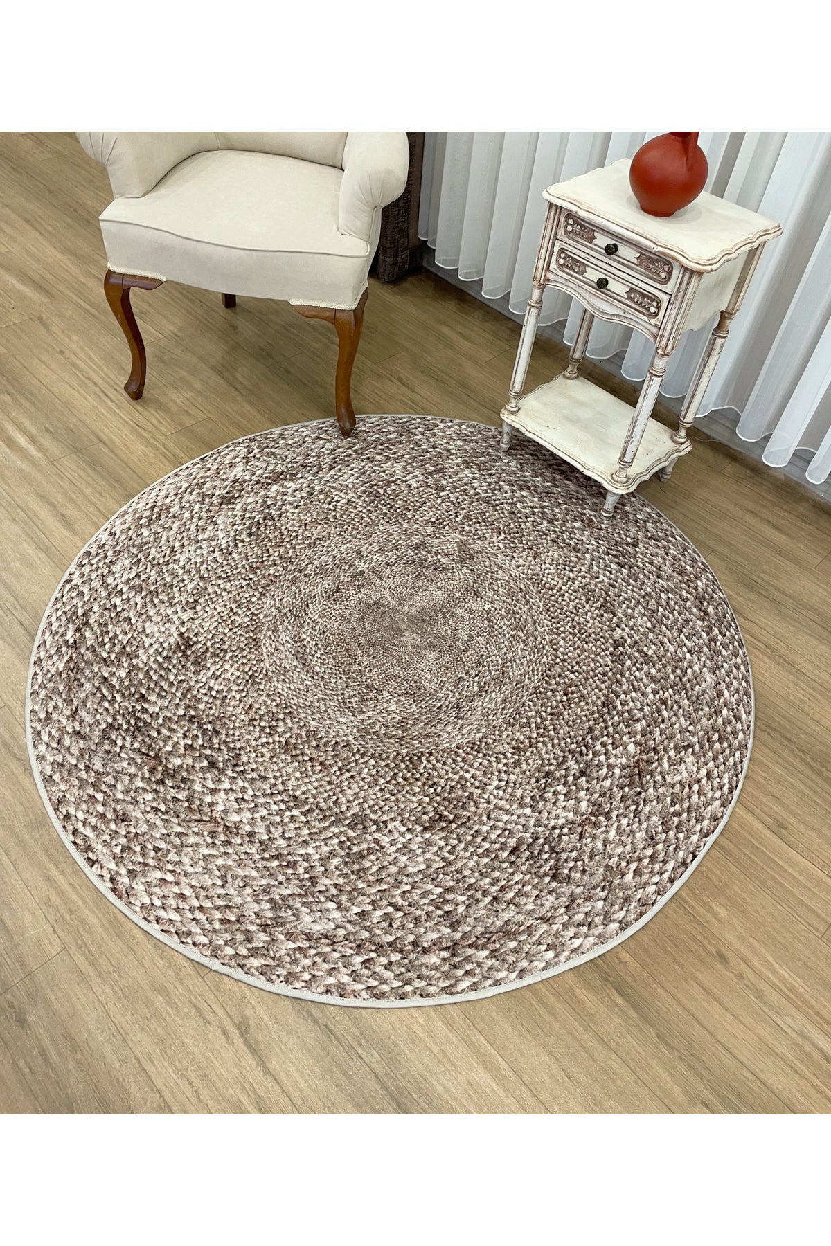 Jute Sisal Look 3D Colorful Latex Leather Base Rug