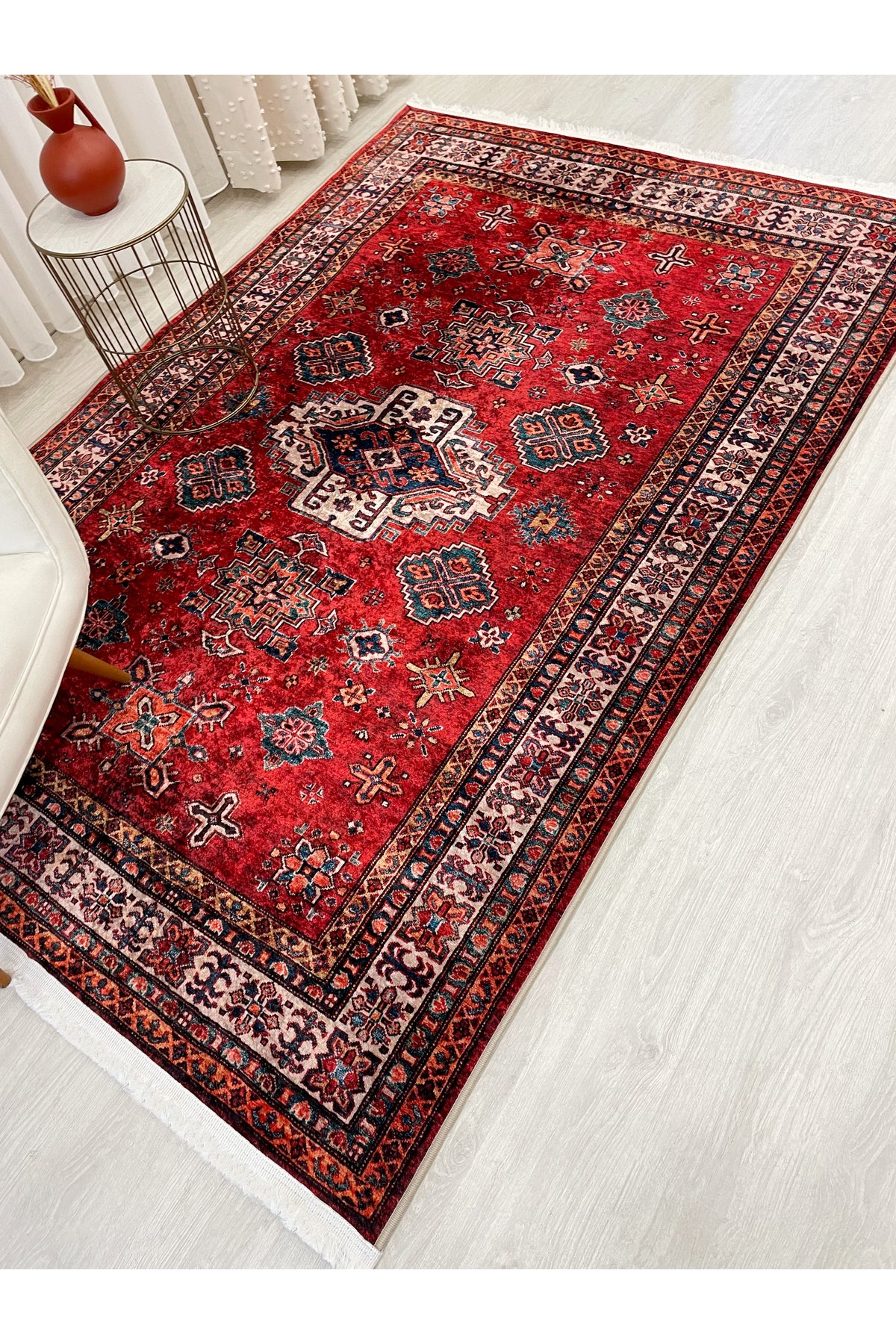 Kilim Motif Classic Non-Slip Base Round Rug